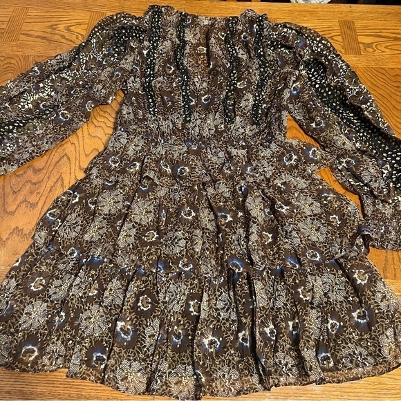 Ulla Johnson Tiered Silk Blend Brisa Mini Dress Noir Patchwork Sz 2 Party Dress - Picture 13 of 16